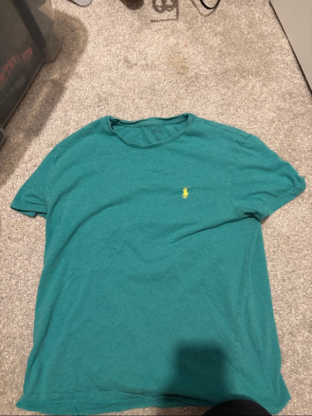 Ralph Lauren Teal Short Sleeve Crewneck Tee with Yellow Polo Pony